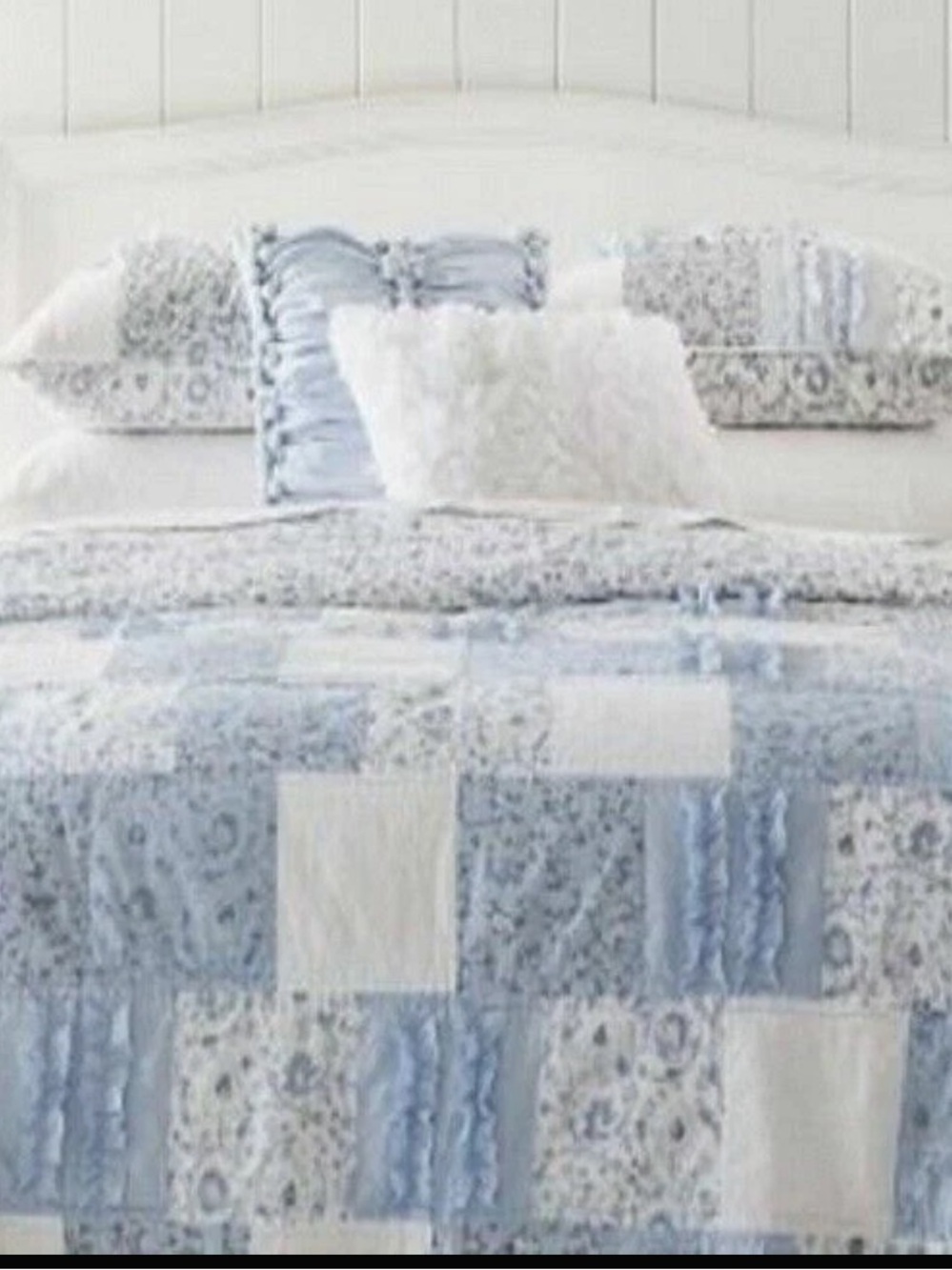 Simply Shabby Chic Queen Quilt Comforter Cottagecore Floral Light Blue